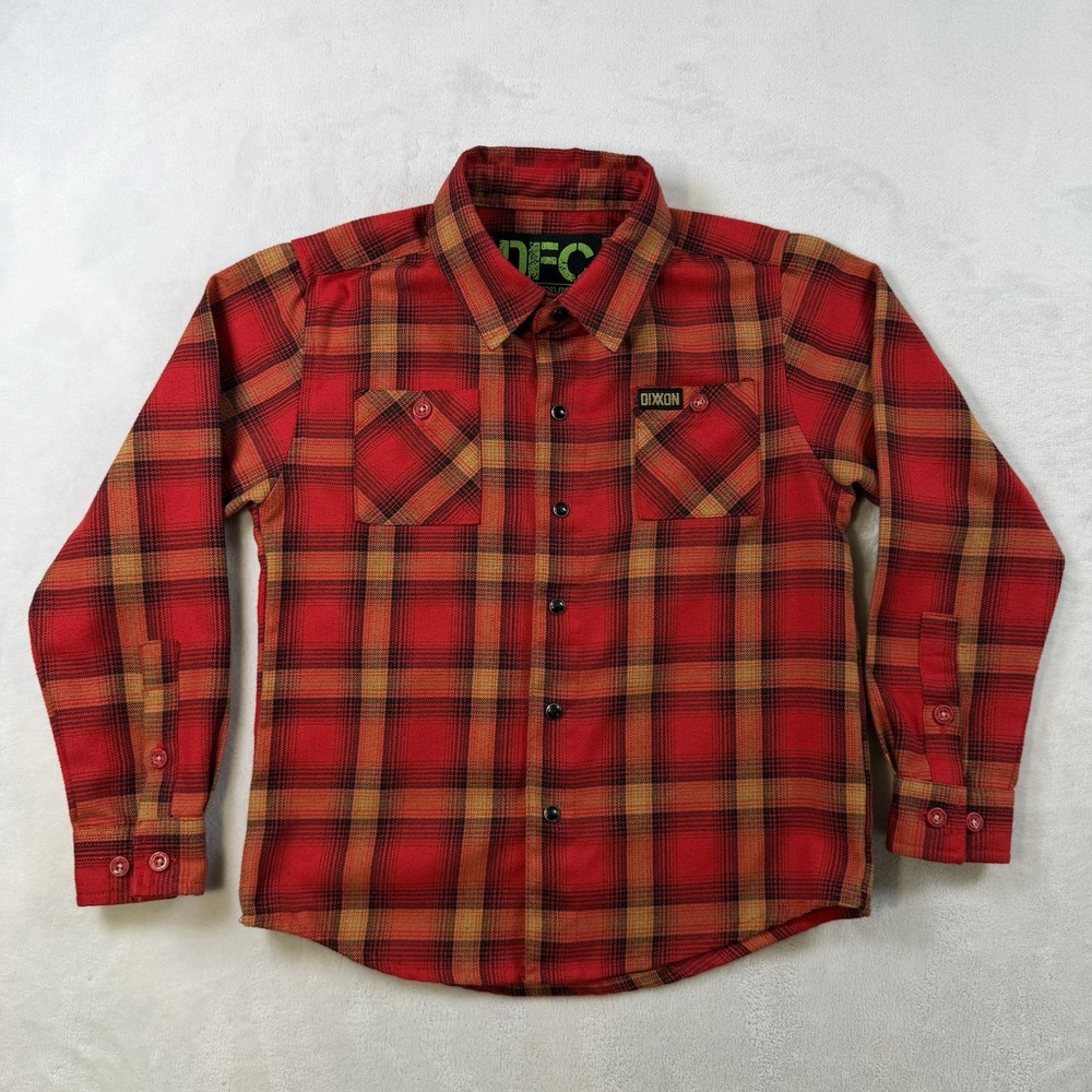 Dixxon Youth Jarhead Flannel Button Down Shirt Kids Small Red
